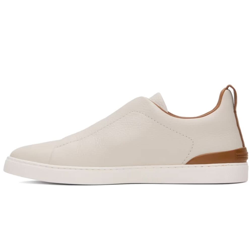ZEGNA Off-White Deerskin Triple Stitch Sneakers - Copva