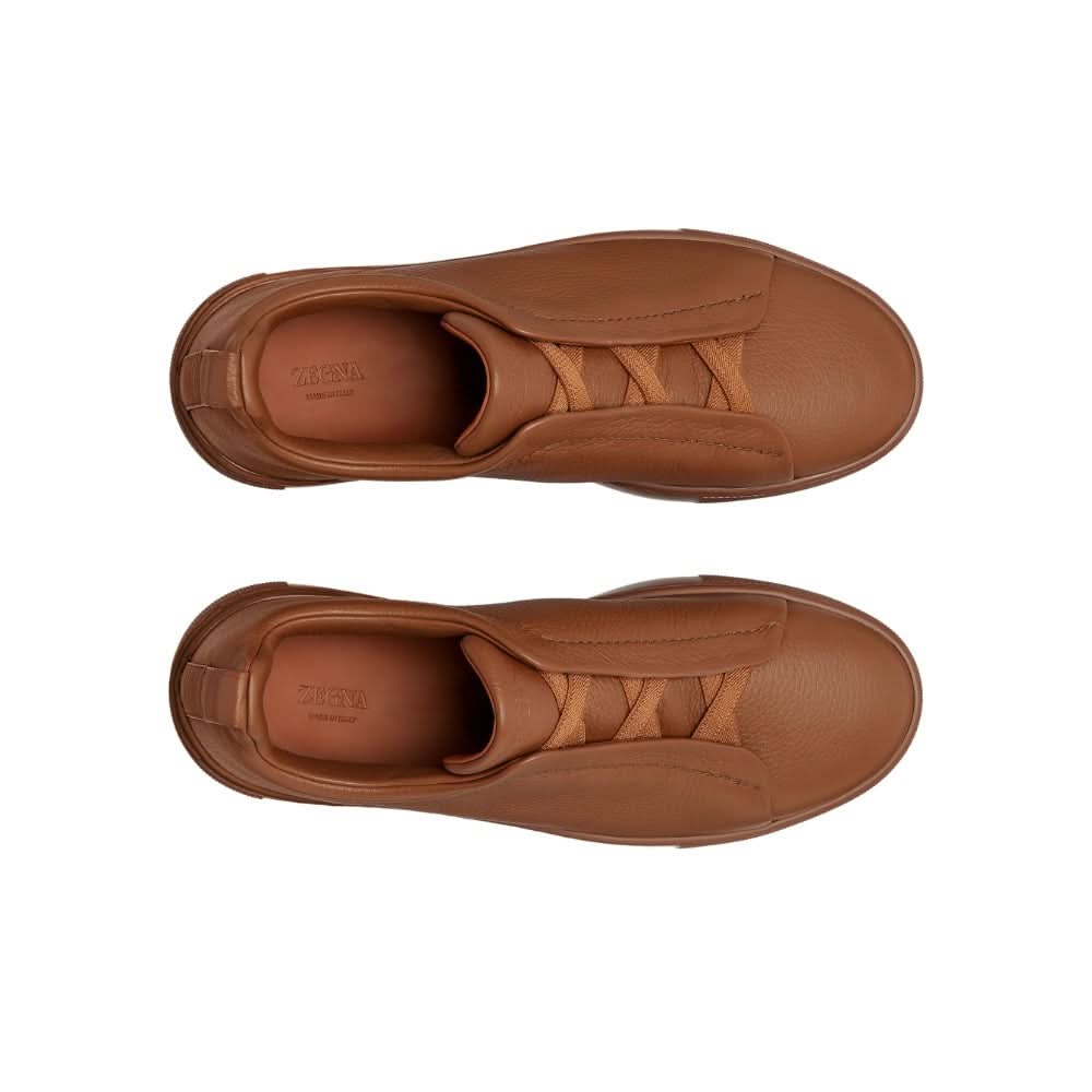 Zegna Triple Stich leather sneakers "Vicuna" - Copva