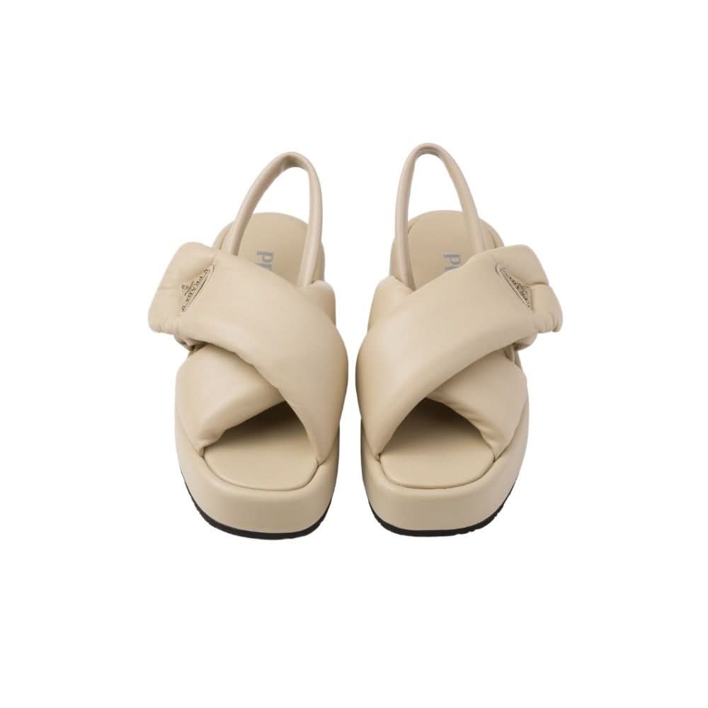 Prada triangle-logo padded sandals "Beige" - Copva