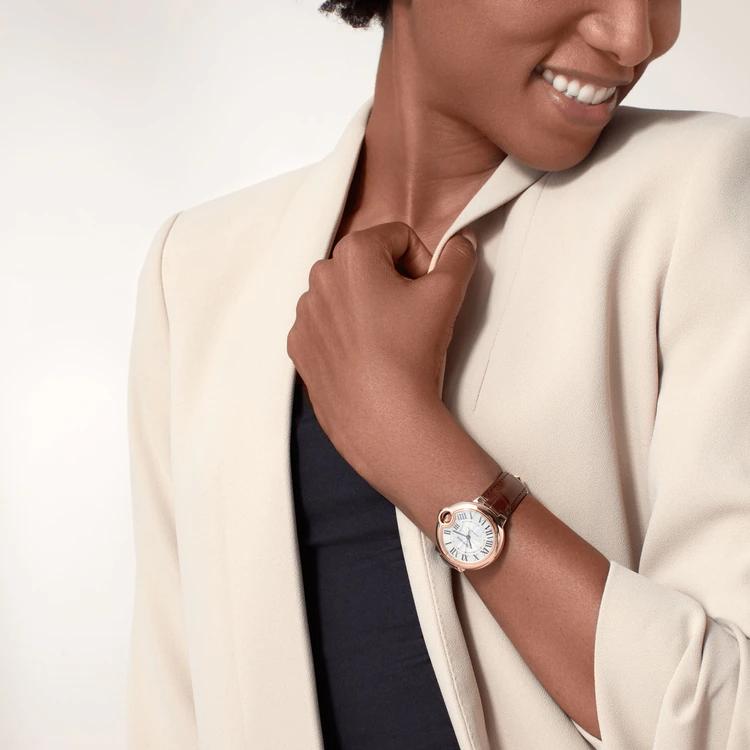 33 Mm, Movimiento De Cuarzo, Oro Rosa, Cuero