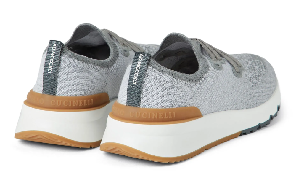 Brunello Cotton chiné knit runners "Light Grey"