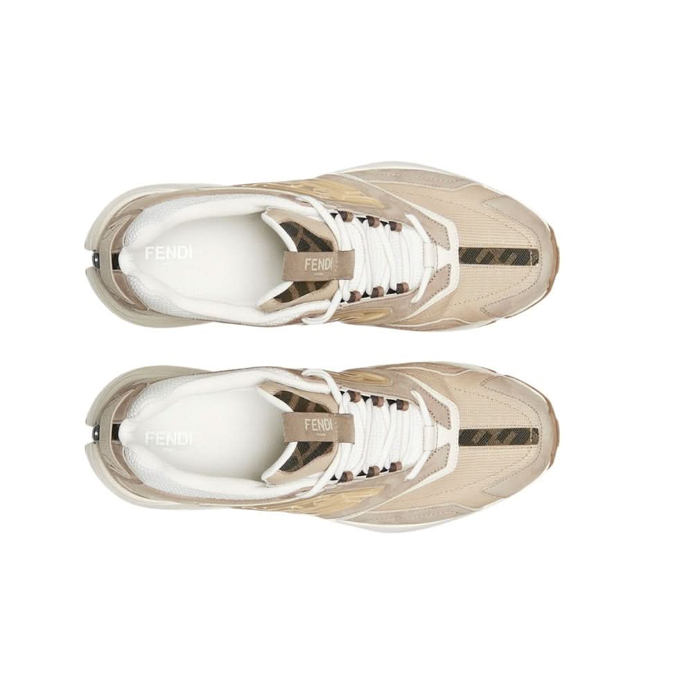 Fendi faster training shoes Beige nubuck leather low-top shoes - Copva