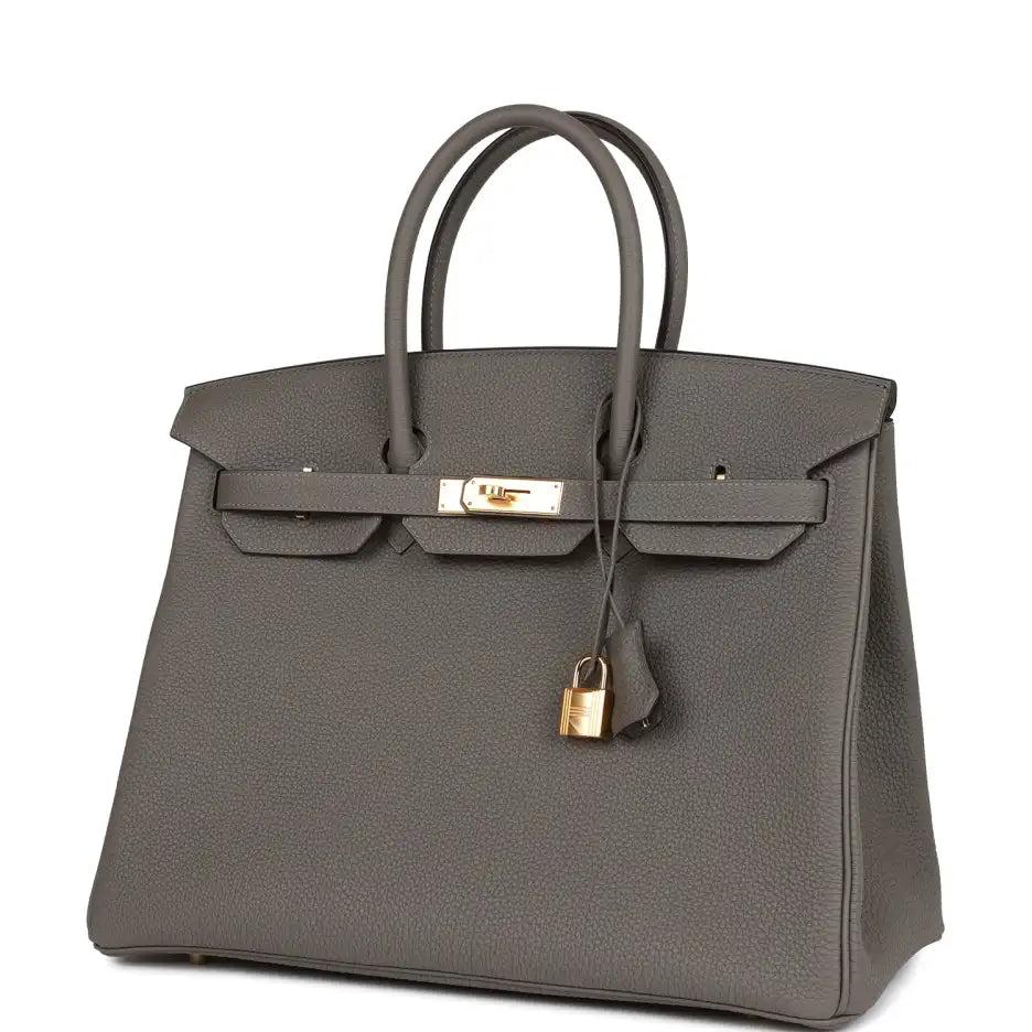 Herms Birkin 35 Gris Meyer Togo Gold Hardware