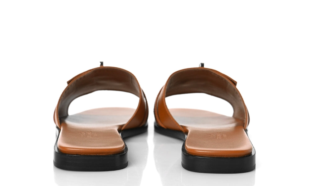 Herms Calfskin Giulia Sandals Naturel 'brown'