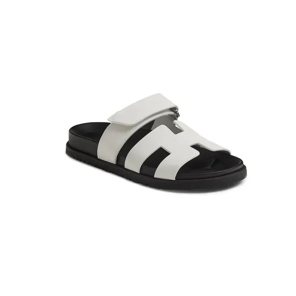 Herms Chypre Sandals "White Leather"