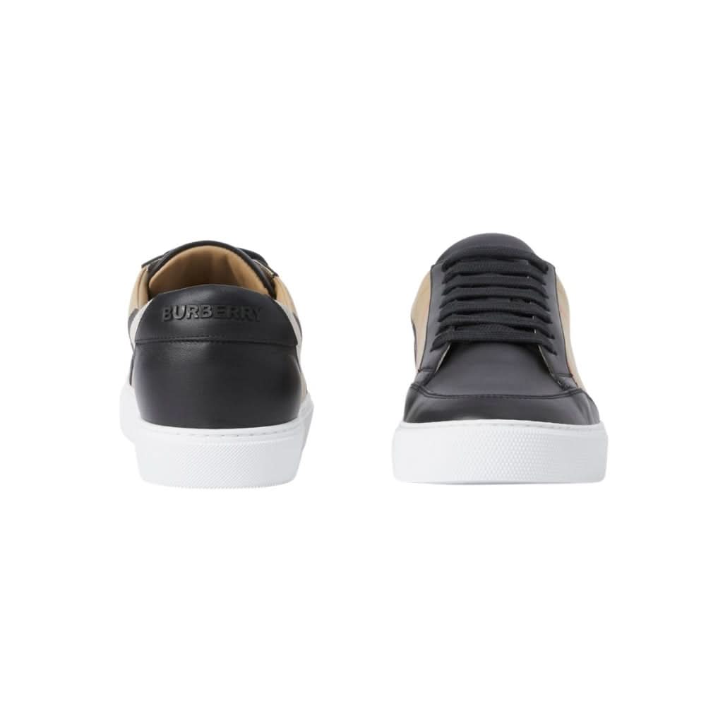Burberry House Check Cotton and Leather Sneakers 'Black' - Copva