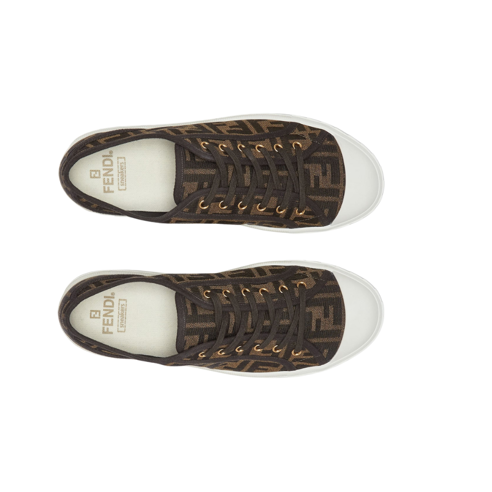 Fendi Domino Brown Fabric low-Tops - Copva