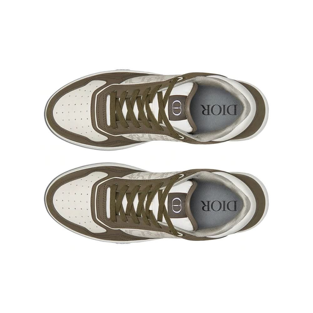 Dior B27 Low Top Sneaker Galaxy Oblique White Olive Nubuck - Copva