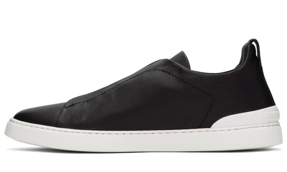 Zgna Black Leather Triple Stitch Sneakers