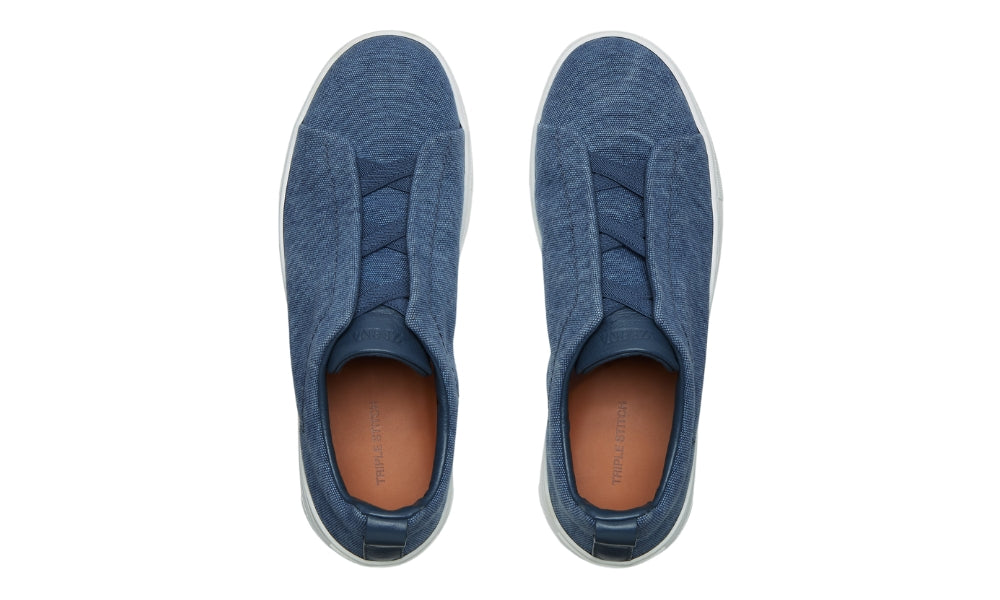 Zgna Blue Canvas Triple Stitch™ Sneakers