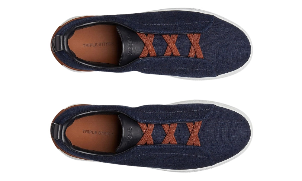 Zgna Cotton Denim Triple Stitch™ Sneakers "Blue"
