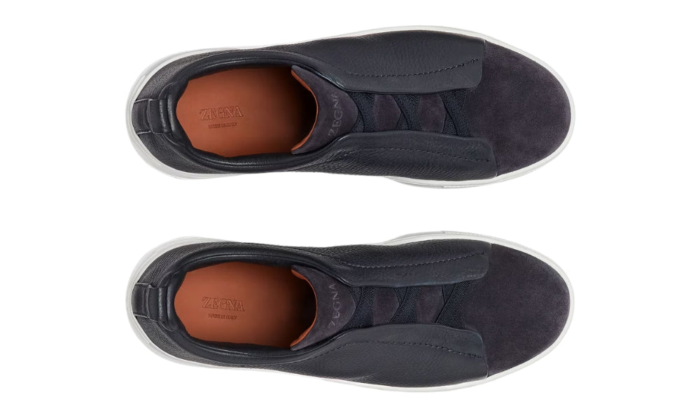 Zgna Leather And Suede Triple Stitch "Navy Blue"