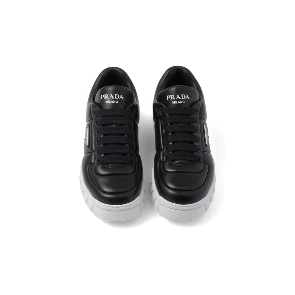 Prada padded leather sneakers 'Black' - Copva