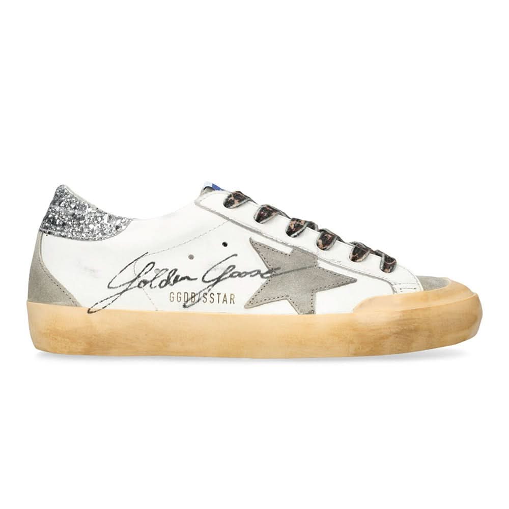 Golden Goose Wmns Superstar Penstar Classic 'White Silver Glitter' - Copva
