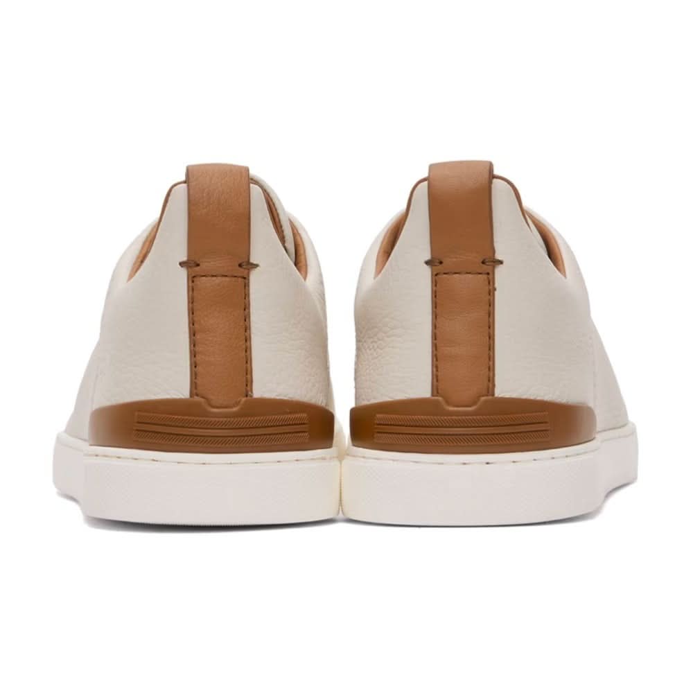 ZEGNA Off-White Deerskin Triple Stitch Sneakers - Copva