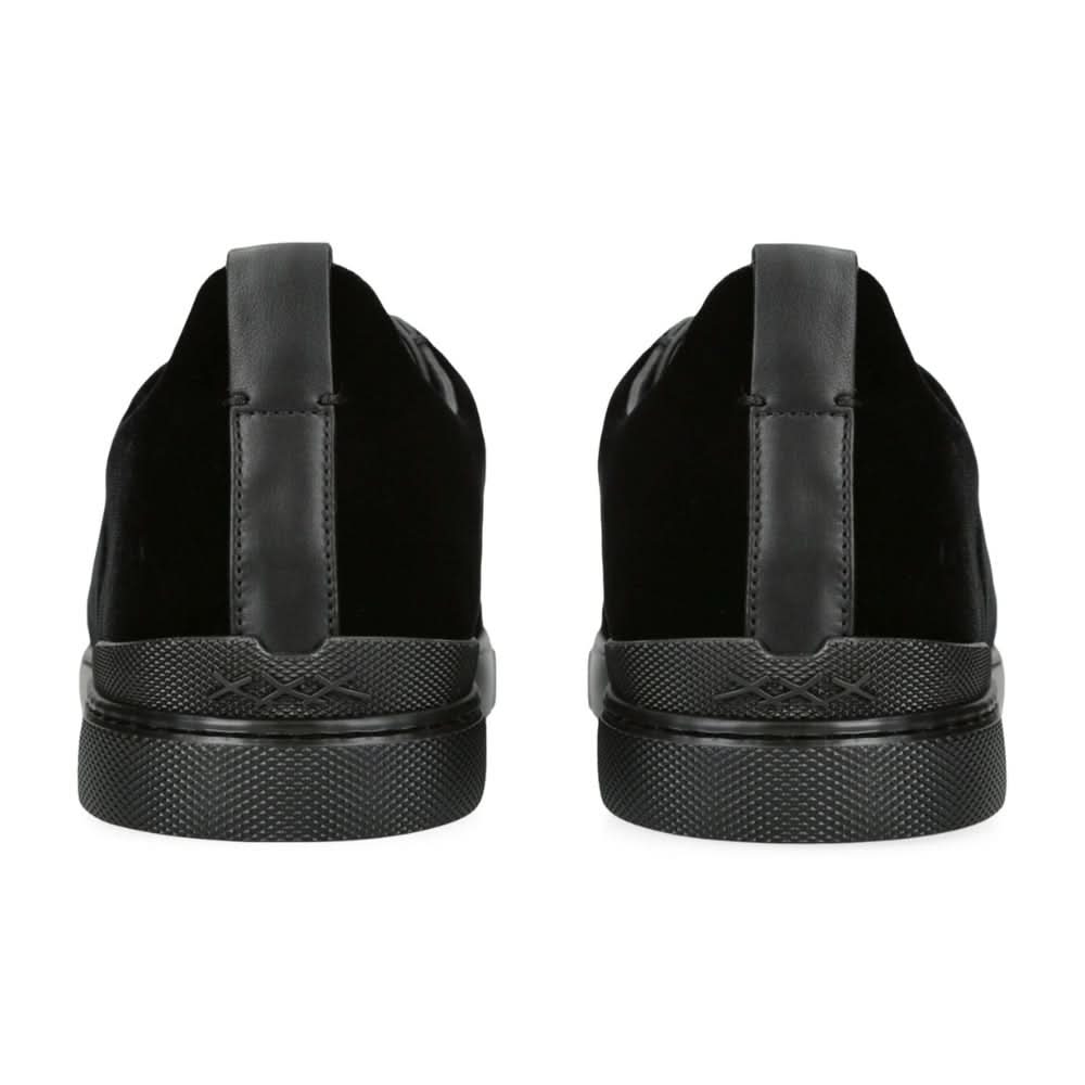 ZEGNA  Velvet Triple Stitch Sneakers "Black" - Copva