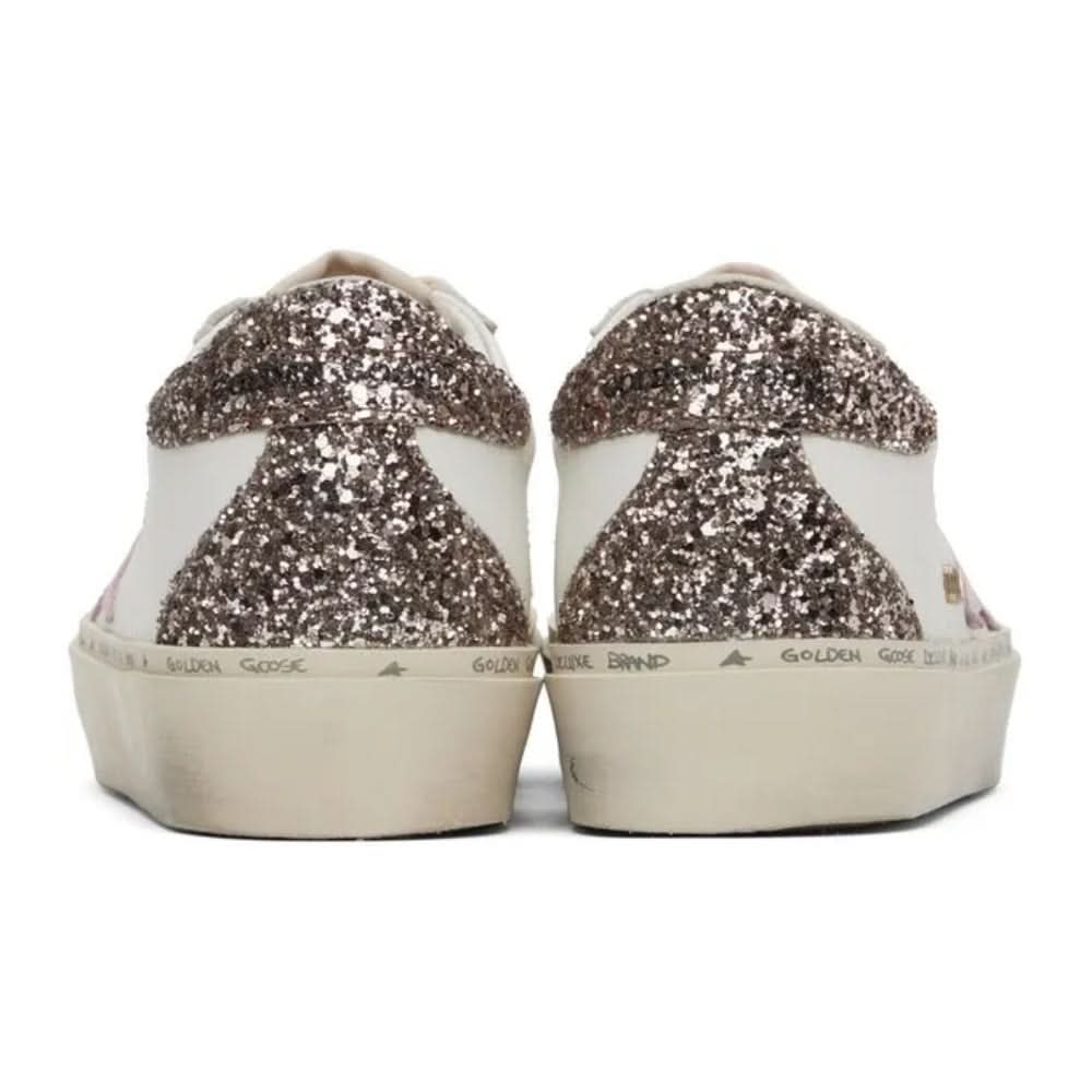 Golden Goose Hi Star 'White Antique Pink Glitter' - Copva