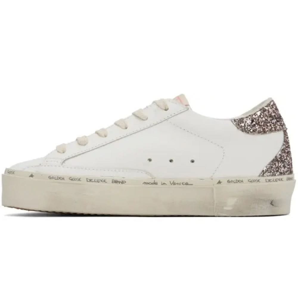 Golden Goose Hi Star 'White Antique Pink Glitter' - Copva