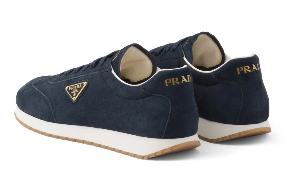 Prada Triangle-logo Suede Sneakers "Navy Blue"