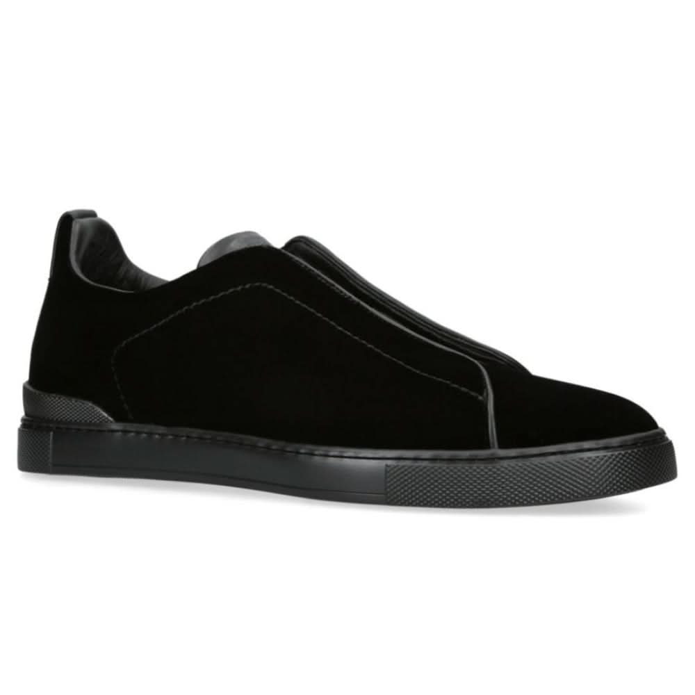 ZEGNA  Velvet Triple Stitch Sneakers "Black" - Copva
