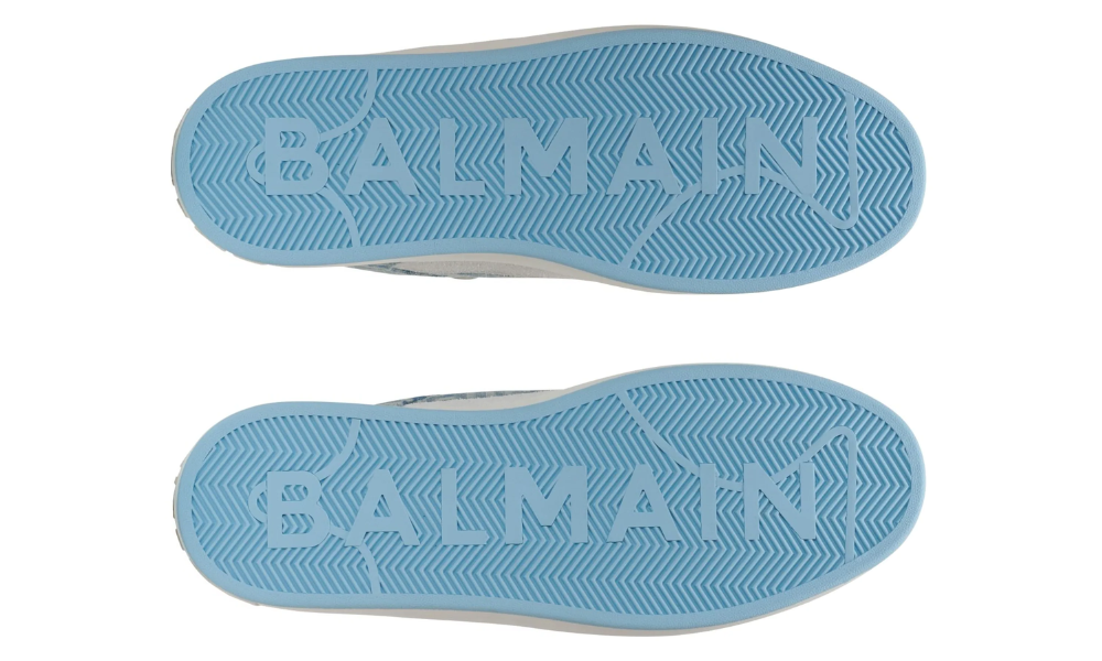 Balmain B-Court Flip sneakers in monogrammed denim "Navy"