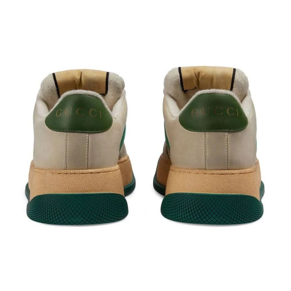 Gucci Screener low-top leather sneakers 'Cream White Green' - Copva