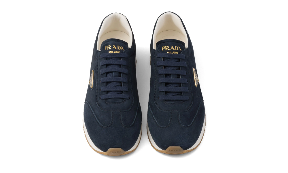 Prada Triangle-logo Suede Sneakers "Navy Blue"