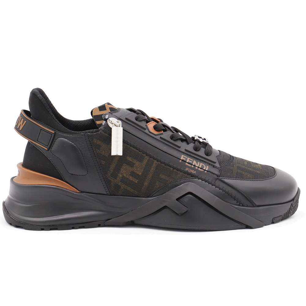 FENDI black leather flow sneakers - Copva