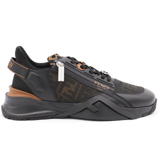 FENDI black leather flow sneakers - Copva