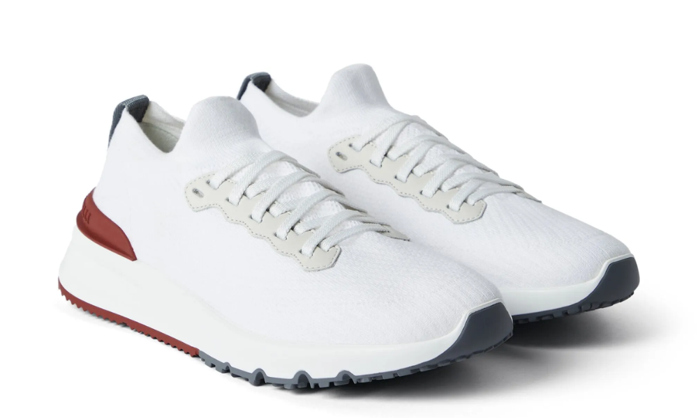 Brunello knitted low-top sneakers "White"