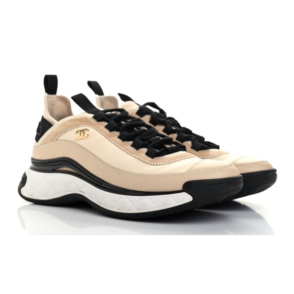 Chanel Velvet Calfskin & Mixed Fibers Sneaker 'Beige' - Copva