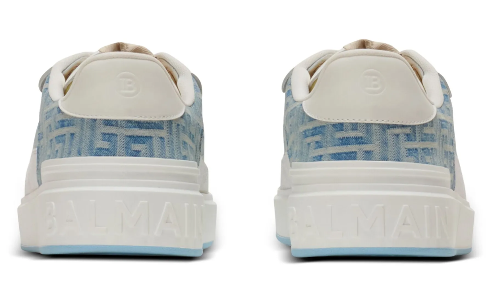 Balmain B-Court Flip sneakers in monogrammed denim "Navy"