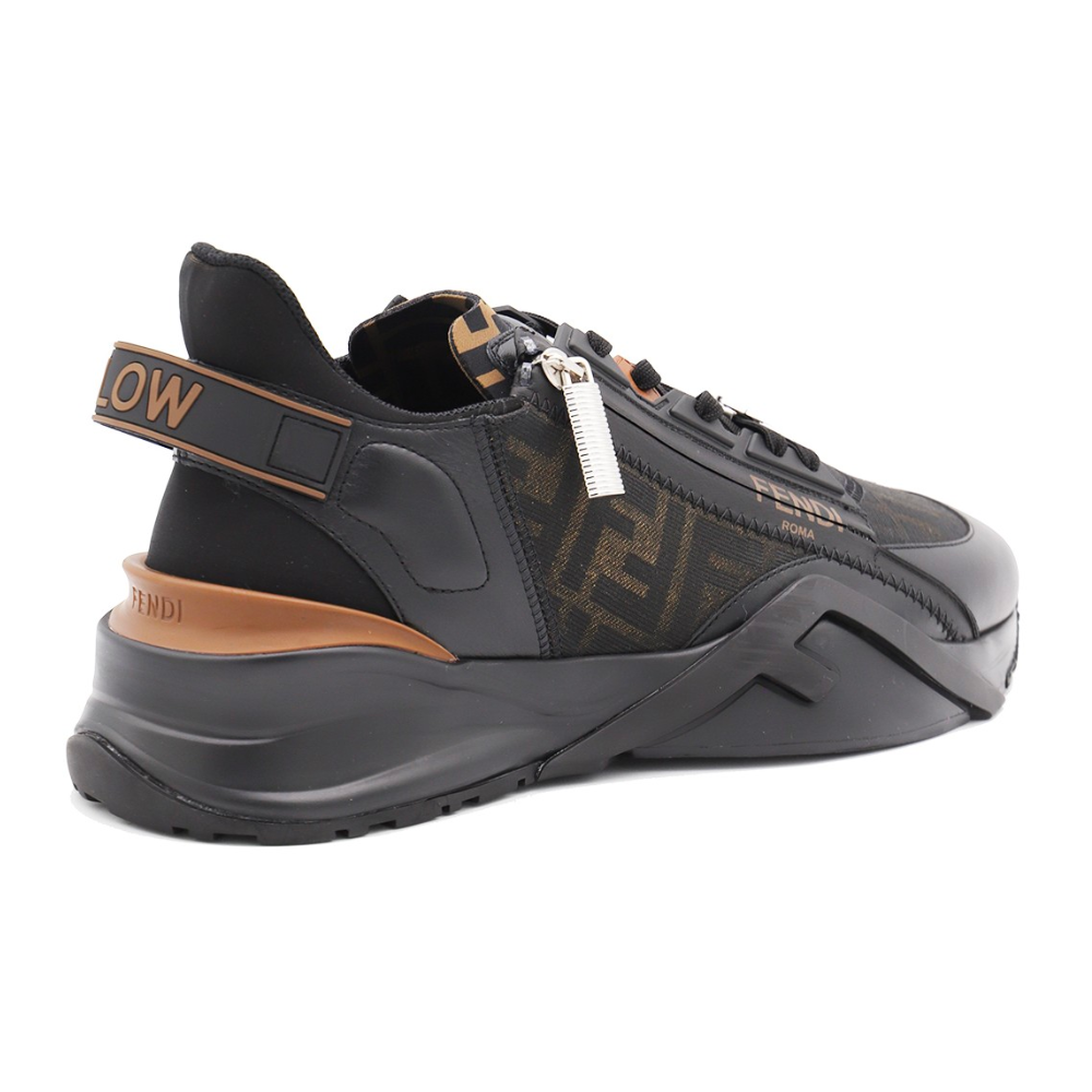 FENDI black leather flow sneakers - Copva