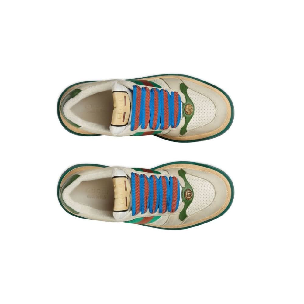 Gucci Screener low-top leather sneakers 'Cream White Green' - Copva