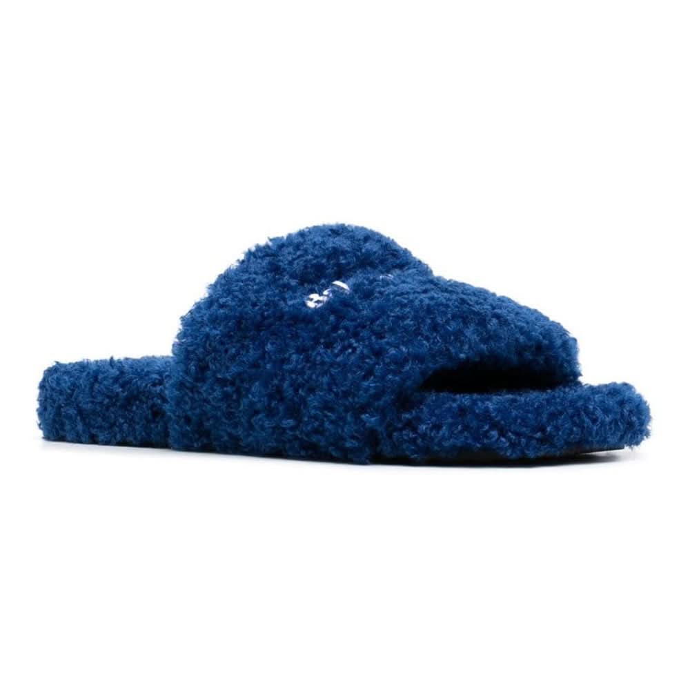 Balenciaga logo-embroidered slides "Blue" - Copva