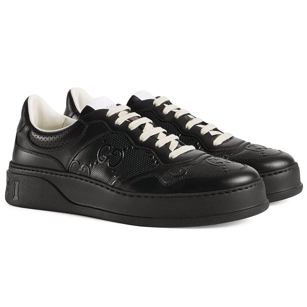 GUCCI Leather GG Embossed Sneakers "Black" - Copva