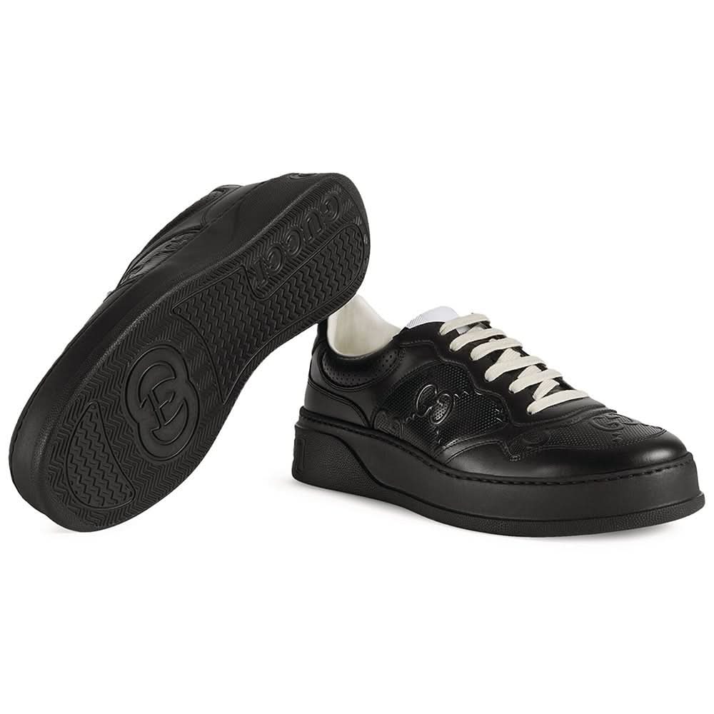 GUCCI Leather GG Embossed Sneakers "Black" - Copva