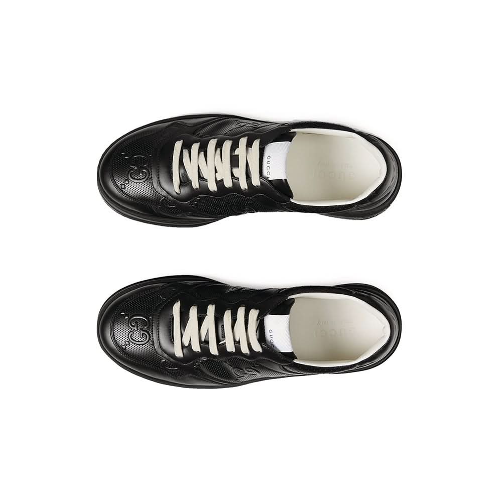 GUCCI Leather GG Embossed Sneakers "Black" - Copva
