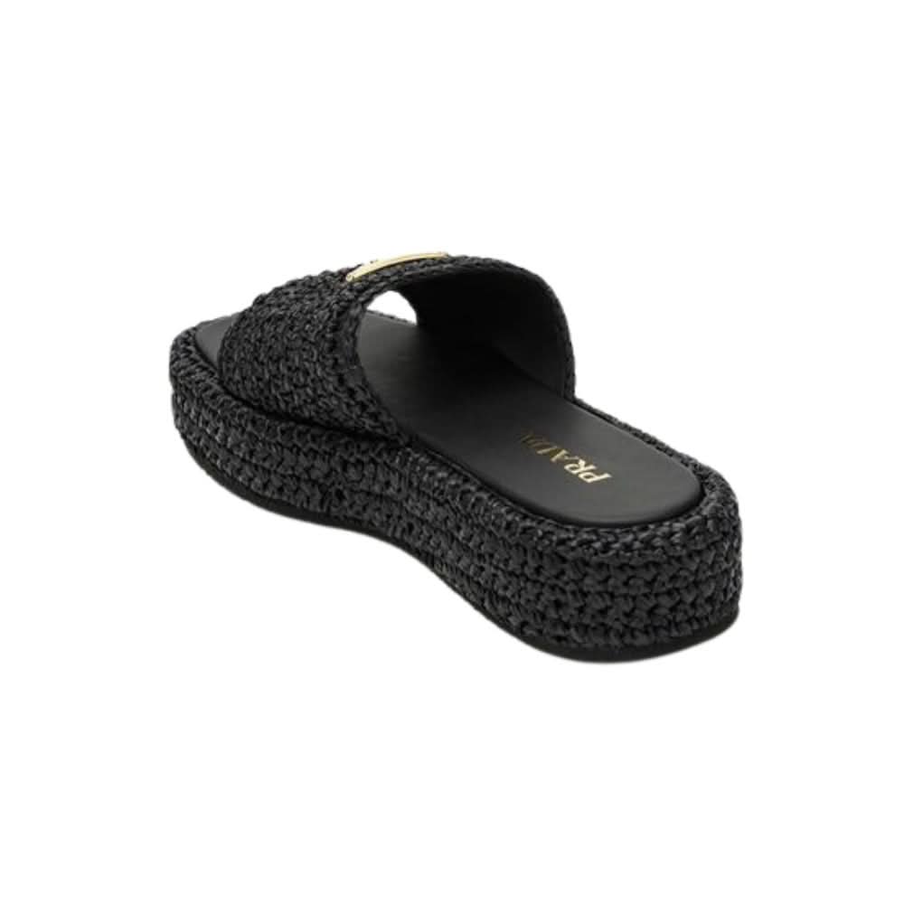 Prada logo-plaque crochet sandals 'Black' - Copva