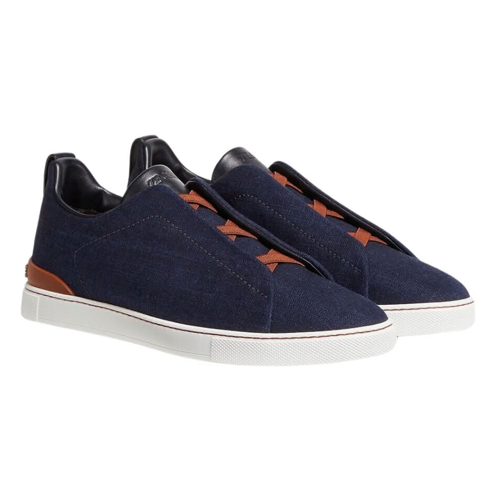 Zegna Cotton Denim Triple Stitch™ Sneakers "Blue" - Copva