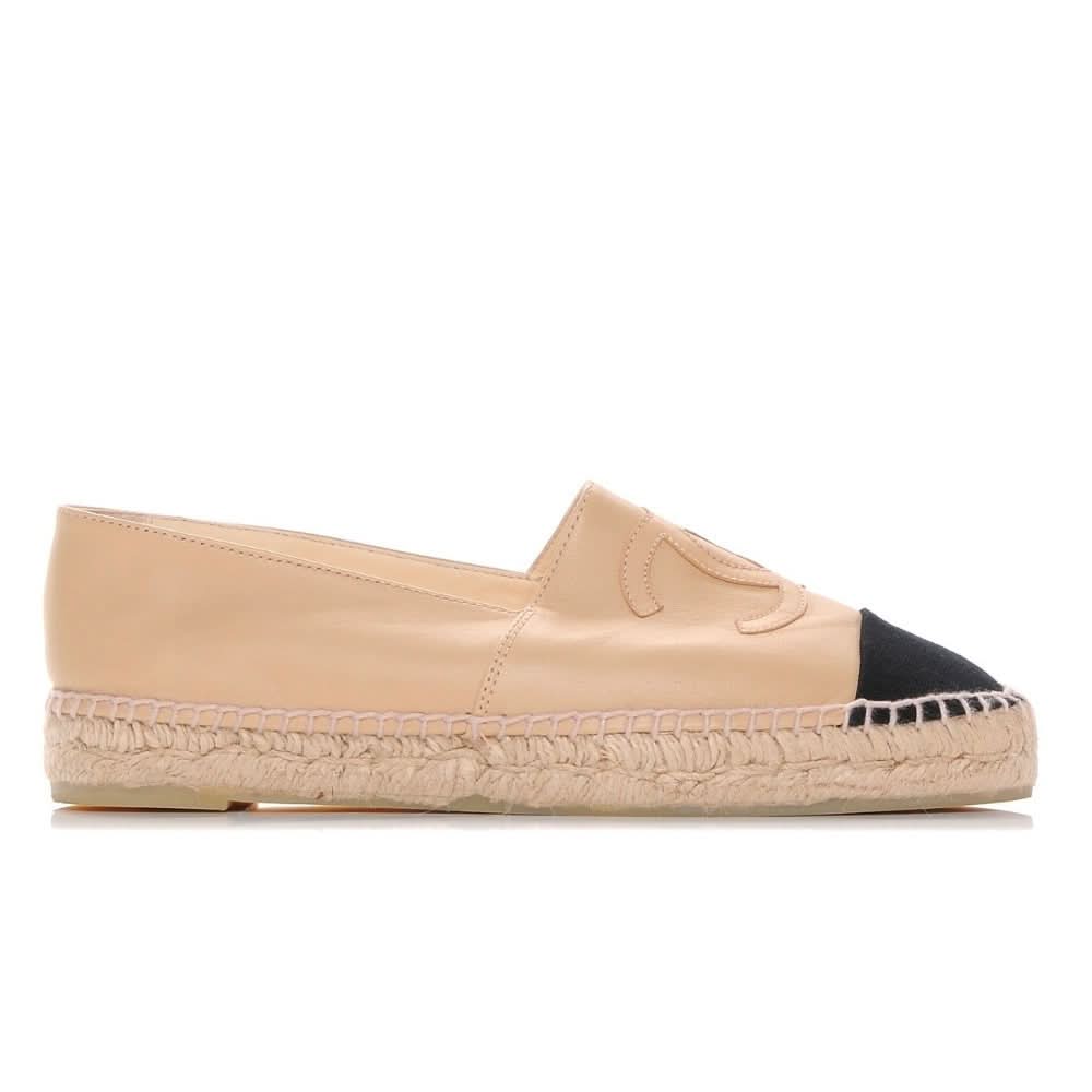CHANEL Lambskin CC Espadrilles 40 'Beige Black' - Copva
