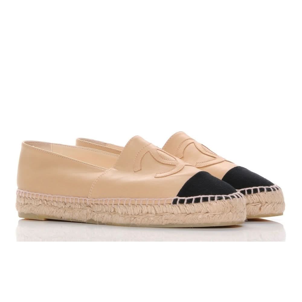 CHANEL Lambskin CC Espadrilles 40 'Beige Black' - Copva