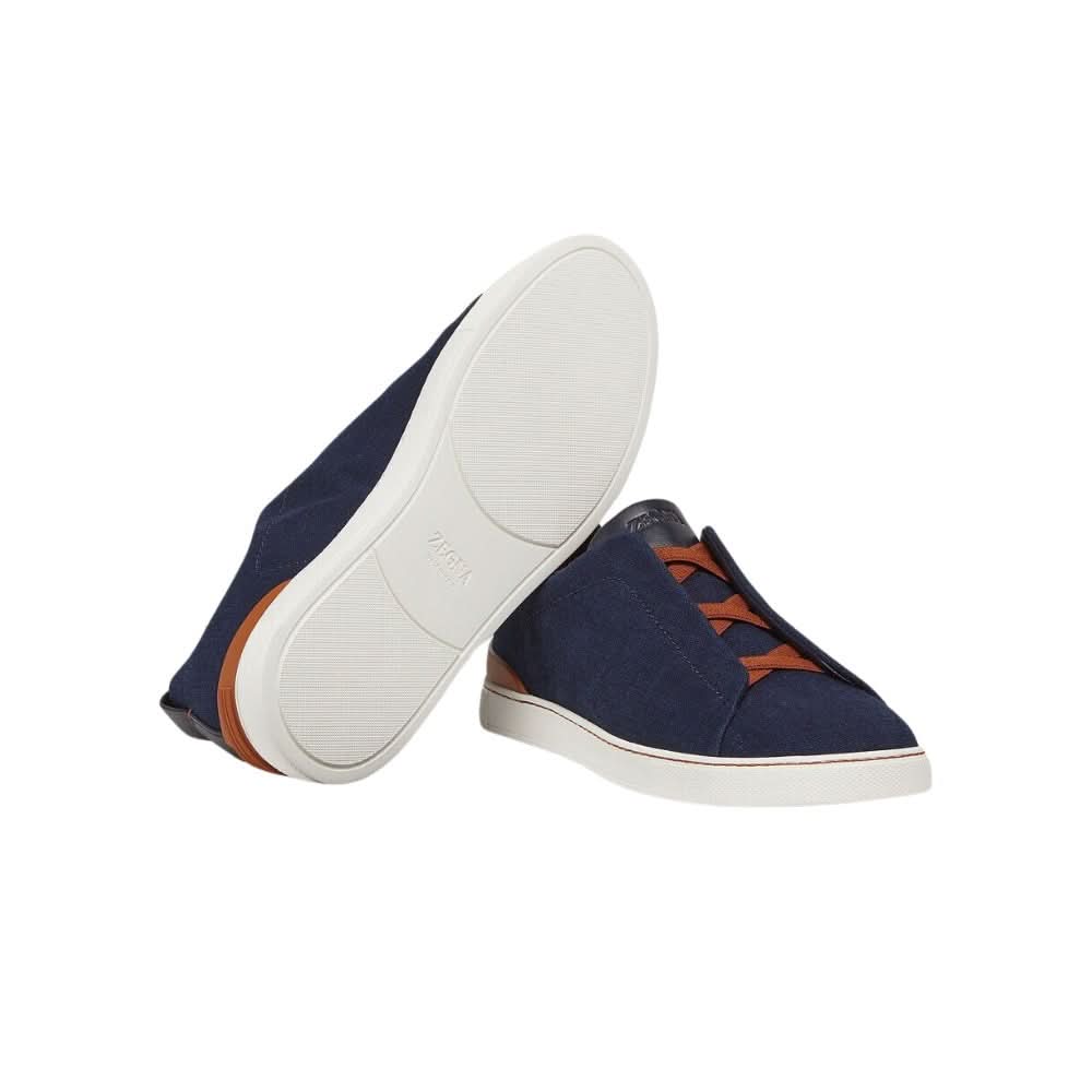 Zegna Cotton Denim Triple Stitch™ Sneakers "Blue" - Copva