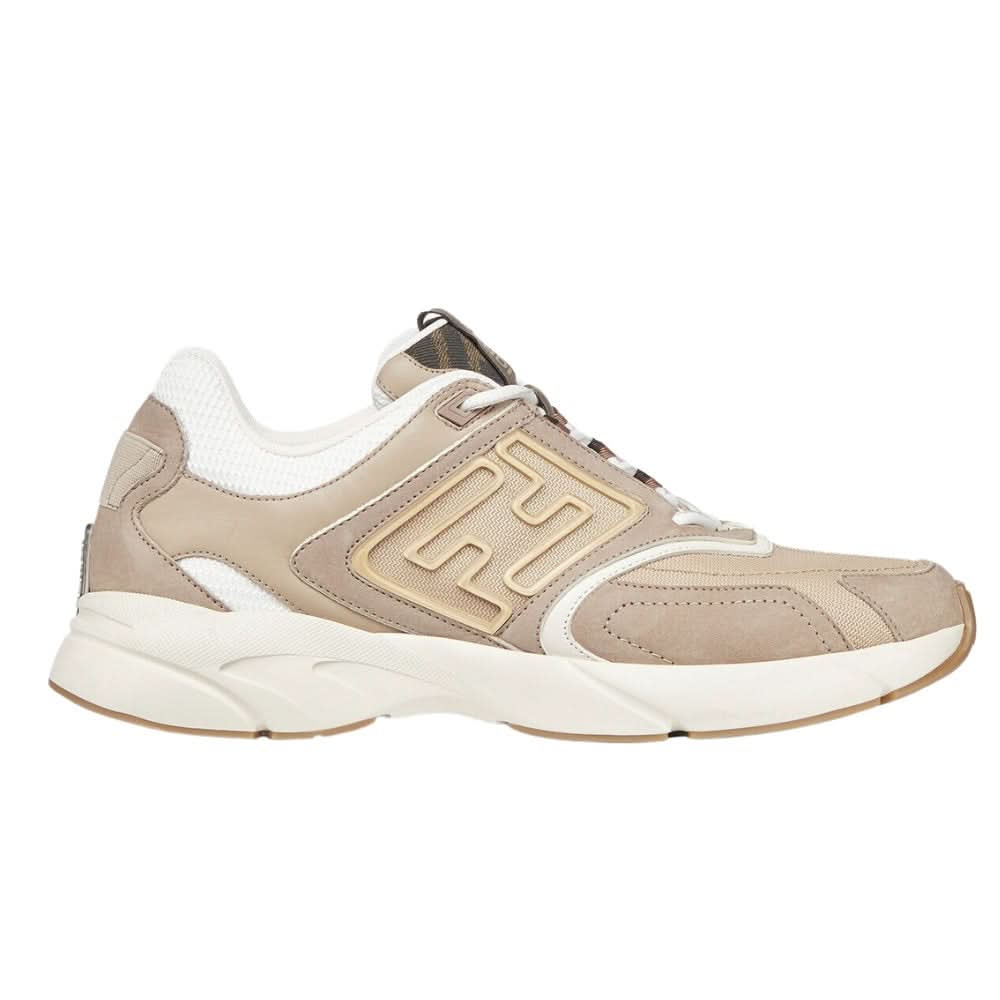 Fendi faster training shoes Beige nubuck leather low-top shoes - Copva