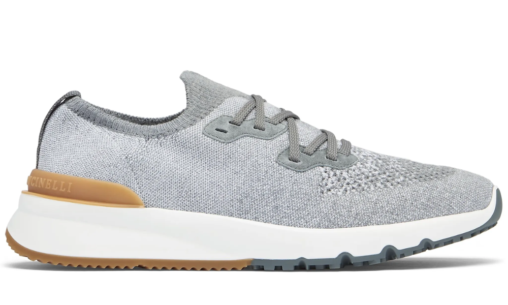 Brunello Cotton chiné knit runners "Light Grey"
