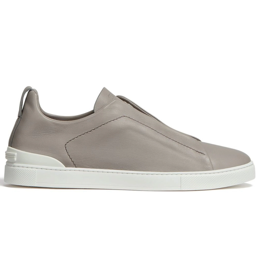 Zegna SECONDSKIN Triple Stitch leather sneakers Light Grey"