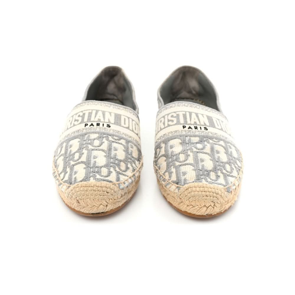 CHRISTIAN DIOR Oblique Embroidered Granville 15mm Espadrilles 37 Grey Stone - Copva