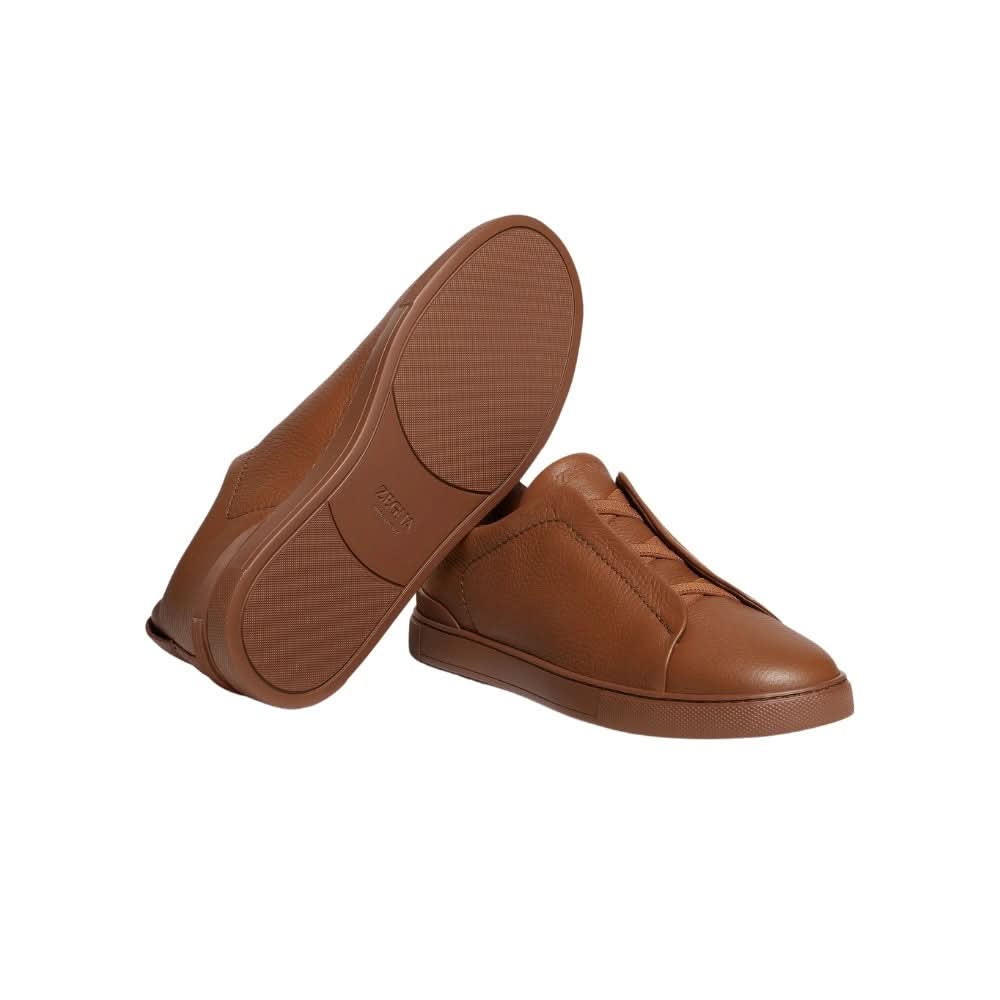 Zegna Triple Stich leather sneakers "Vicuna" - Copva