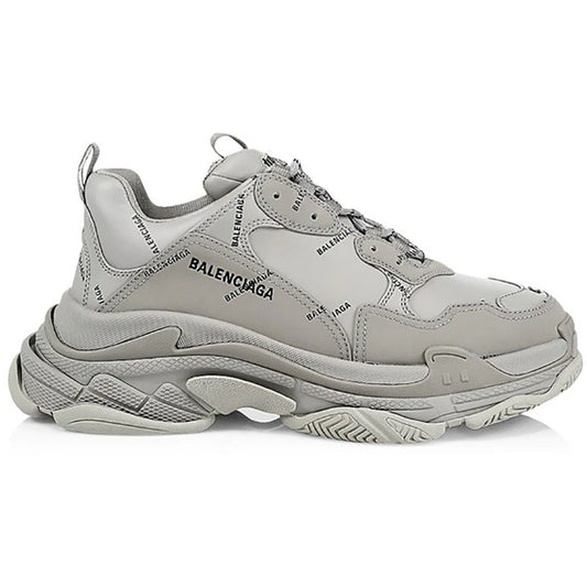 BALENCIAGA Allover Logo Triple S Sneakers In Grey Black - Copva