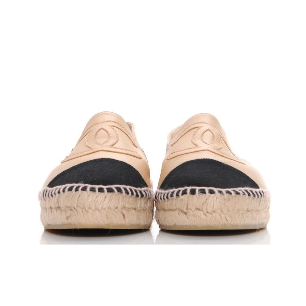 CHANEL Lambskin CC Espadrilles 40 'Beige Black' - Copva